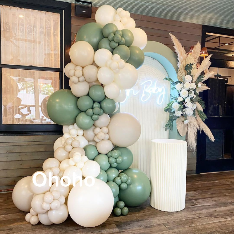 Baby Products Kit Set - Cream Beige Green Balloon Garland Arch