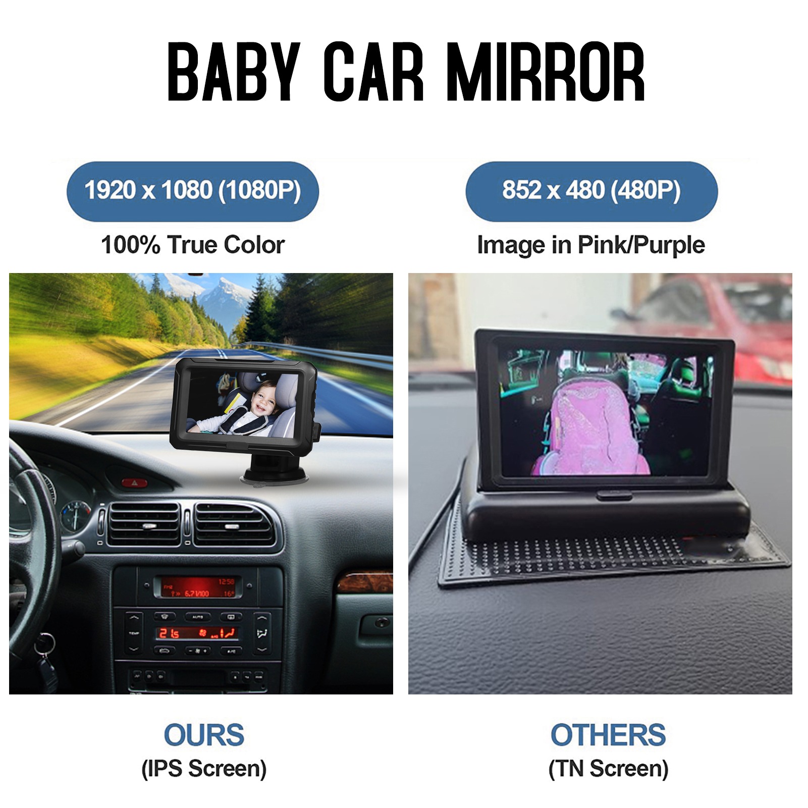 1080P Baby Car Mirror with 4.3 - Baby Products Video 评论和价格