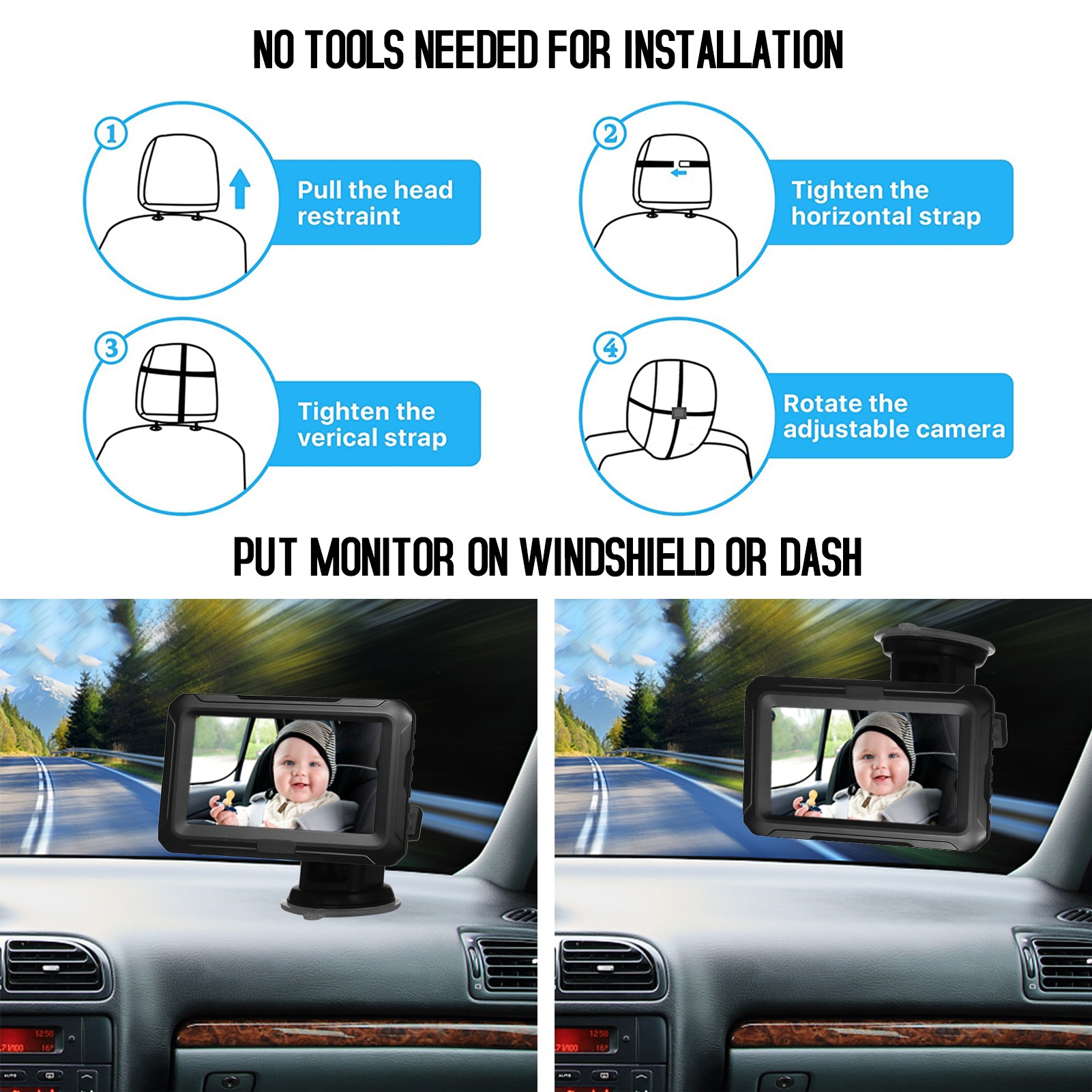 1080P Baby Car Mirror with 4.3 - Baby Products Video 评论和价格